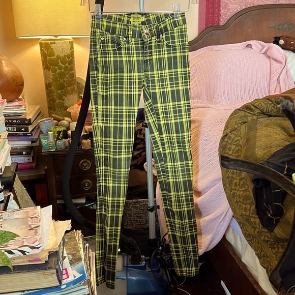 SALE!! DEAL! Vintage Tripp NYC Yellow Plaid Skinny Ankle Stretch Pants Jeans in - Picture 3 of 4